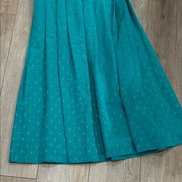 Talbots Women’s Vintage Teal Blue Maxi Victorian Fitted Waist Skirt Size 12 - Picture 4 of 11